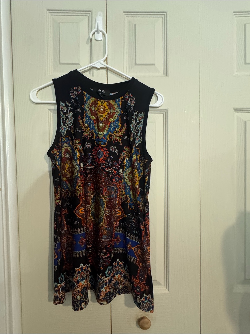 AGB Black Multicolor Paisley-Print Sleeveless Mini Dress